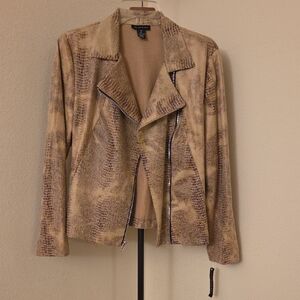 Courtenay Beige Croc-Patterned Blazer